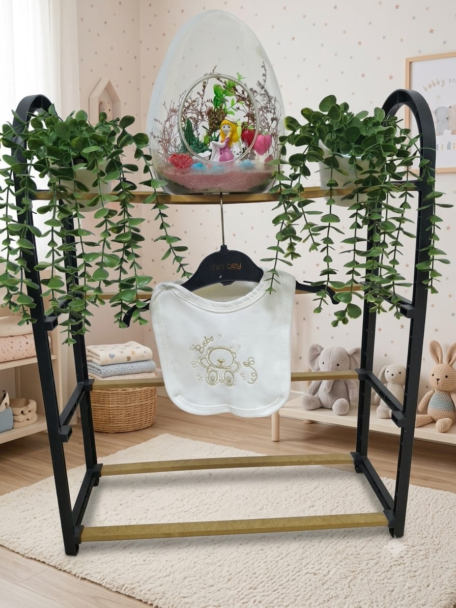 Sevimli Ayıcık Nakışlı Pamuklu Bebek Önlüğü